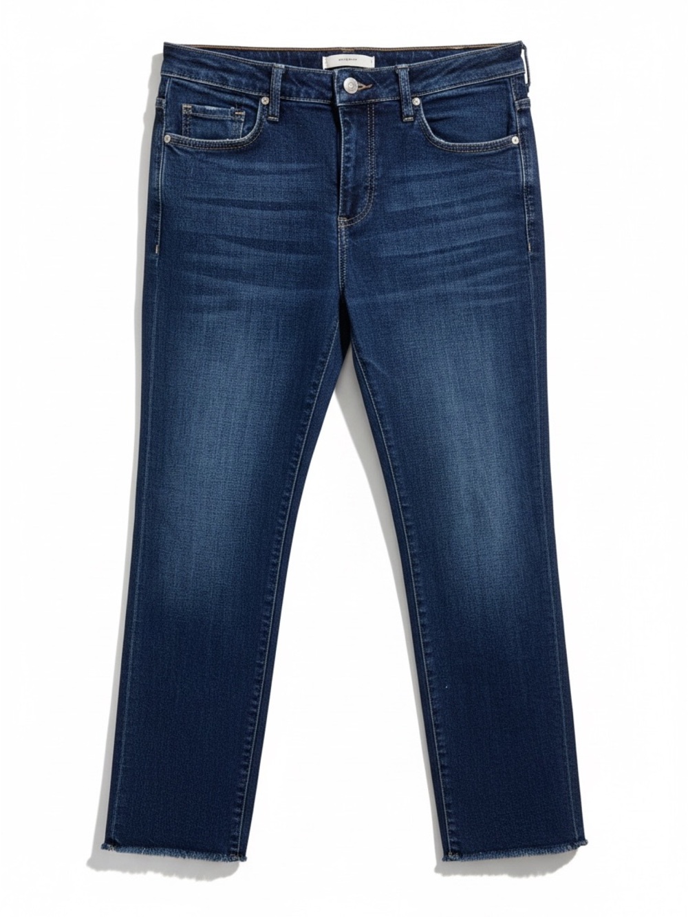 Free People High Rise Deep Indigo Cropped Straight Jeans